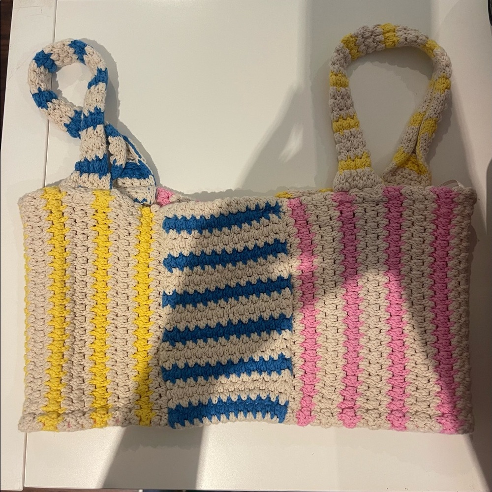 Zara multicoloured striped knit crop top